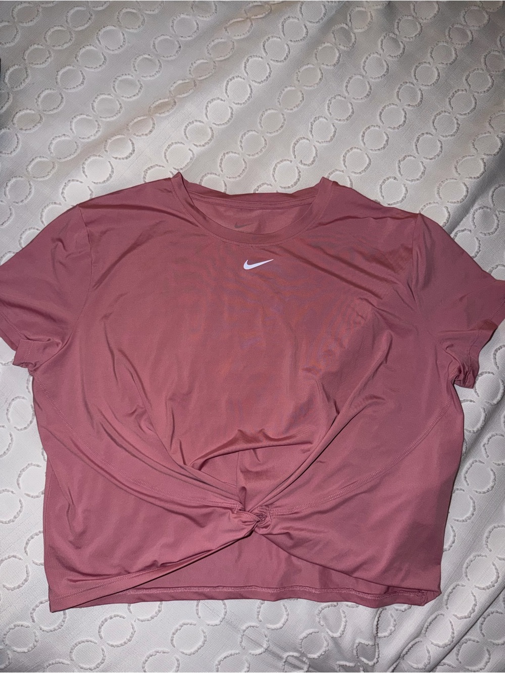 Nike Rose Pink Twist-Front Short-Sleeve Performance Tee
